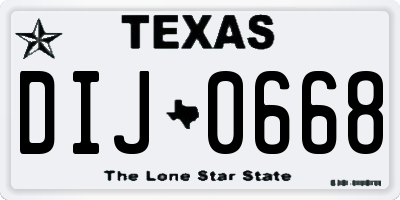 TX license plate DIJ0668