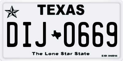 TX license plate DIJ0669