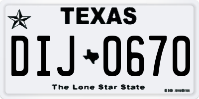 TX license plate DIJ0670