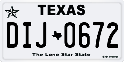 TX license plate DIJ0672