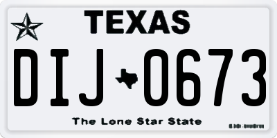 TX license plate DIJ0673