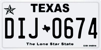 TX license plate DIJ0674