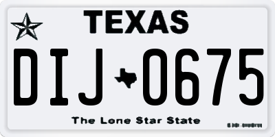 TX license plate DIJ0675