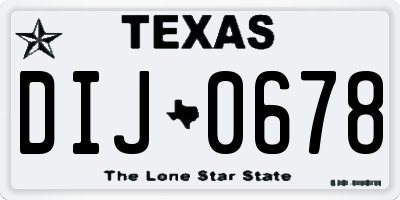 TX license plate DIJ0678