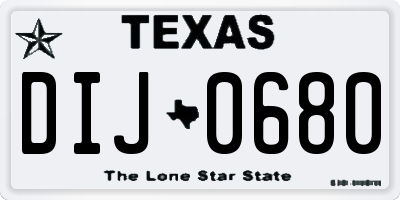 TX license plate DIJ0680