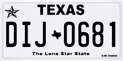 TX license plate DIJ0681