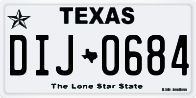 TX license plate DIJ0684