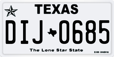 TX license plate DIJ0685
