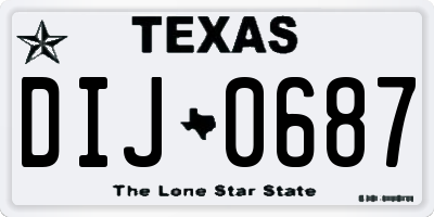 TX license plate DIJ0687