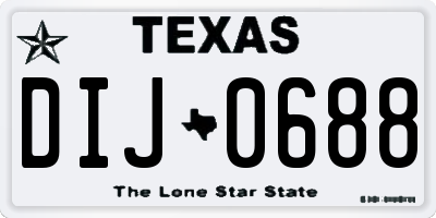 TX license plate DIJ0688