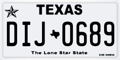 TX license plate DIJ0689
