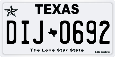 TX license plate DIJ0692