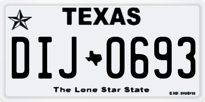TX license plate DIJ0693