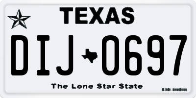 TX license plate DIJ0697