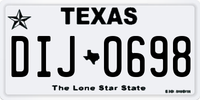 TX license plate DIJ0698