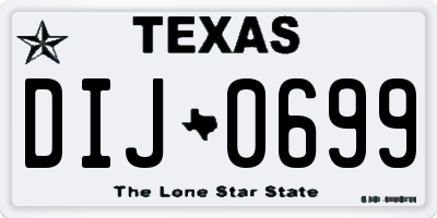 TX license plate DIJ0699