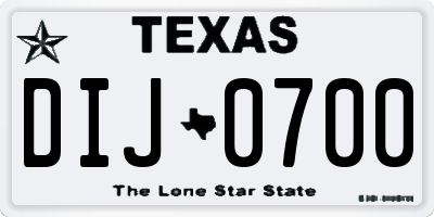 TX license plate DIJ0700