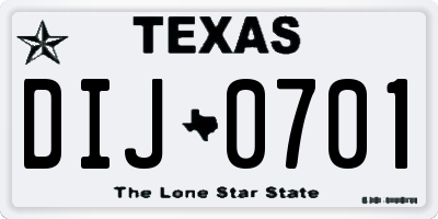 TX license plate DIJ0701