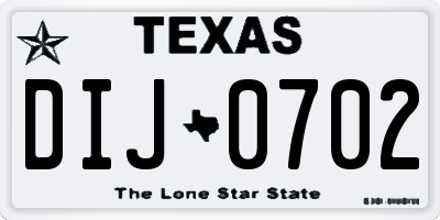 TX license plate DIJ0702