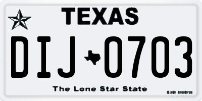 TX license plate DIJ0703