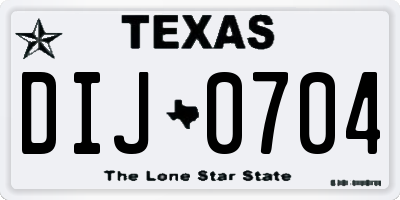 TX license plate DIJ0704