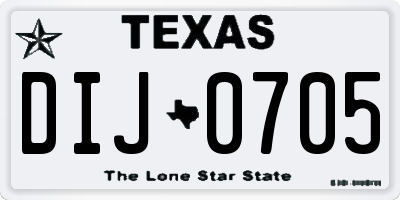 TX license plate DIJ0705