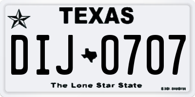 TX license plate DIJ0707