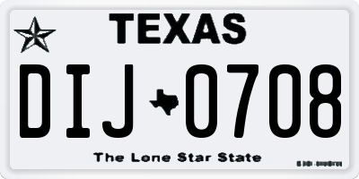 TX license plate DIJ0708