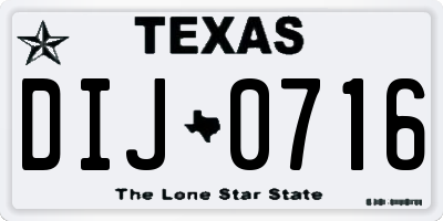 TX license plate DIJ0716