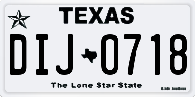 TX license plate DIJ0718