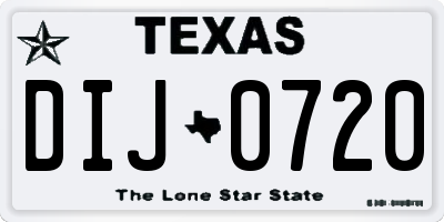 TX license plate DIJ0720