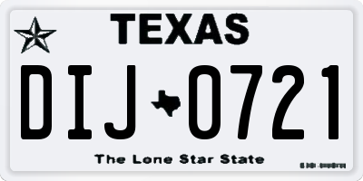 TX license plate DIJ0721