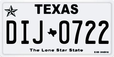 TX license plate DIJ0722