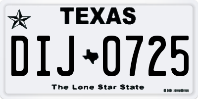 TX license plate DIJ0725