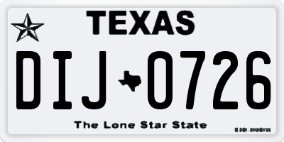 TX license plate DIJ0726