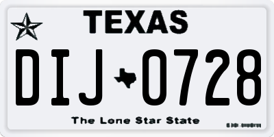 TX license plate DIJ0728