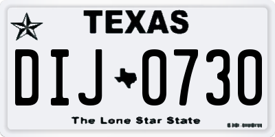 TX license plate DIJ0730
