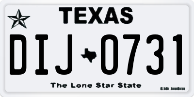TX license plate DIJ0731