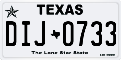 TX license plate DIJ0733