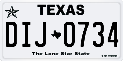 TX license plate DIJ0734