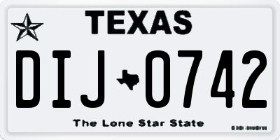 TX license plate DIJ0742