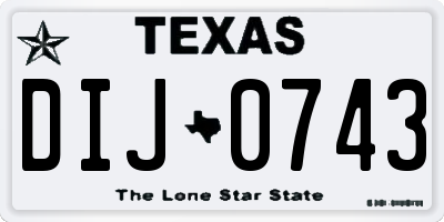 TX license plate DIJ0743