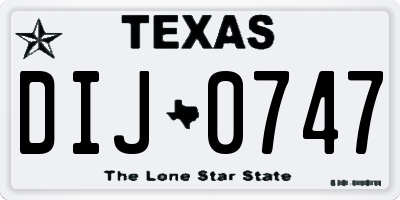 TX license plate DIJ0747