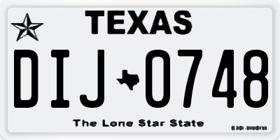 TX license plate DIJ0748