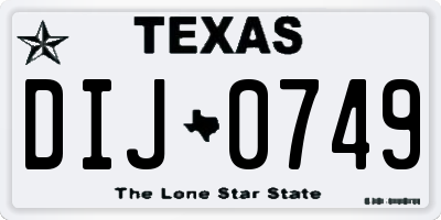 TX license plate DIJ0749