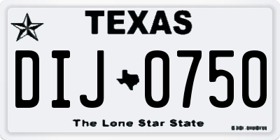 TX license plate DIJ0750