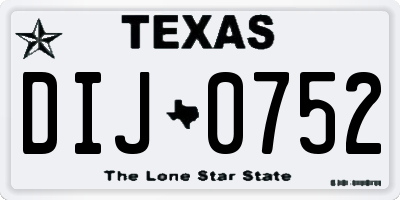 TX license plate DIJ0752