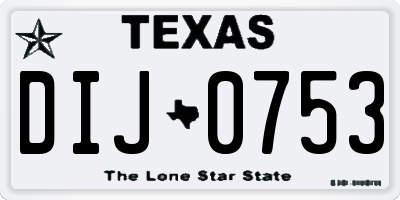 TX license plate DIJ0753