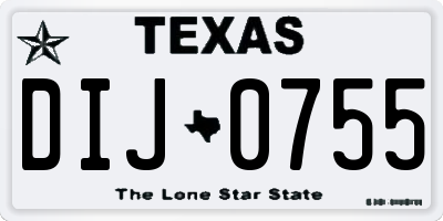 TX license plate DIJ0755