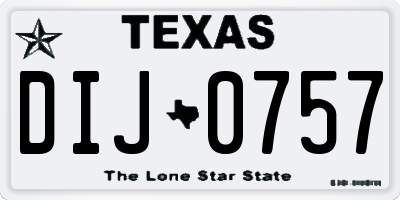 TX license plate DIJ0757